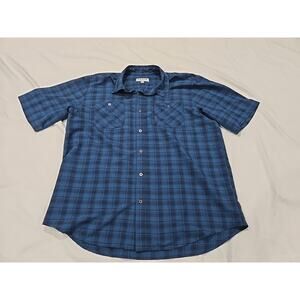 Orvis Shirt Men XL Short Sleeve Blue Plaid Button Up Outdoor Fishing Hiking (5a)